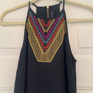 Black THML XS Embroidered Halter Tank Top